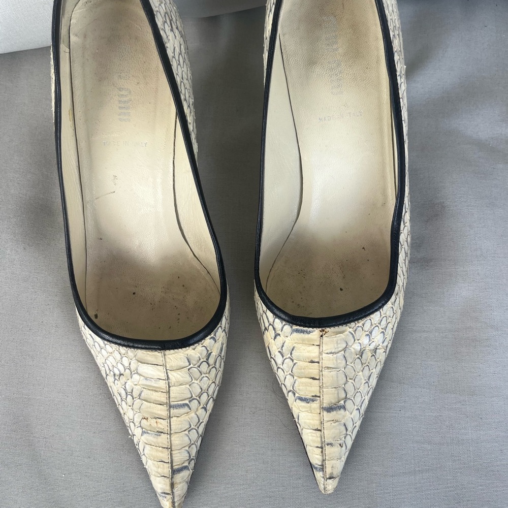 Miu Miu Cream Snakeskin Heels